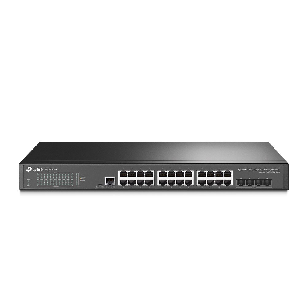 TP-Link JetStream SG3428X 24-Port Gigabit L2+ Managed Switch – 4× 10G SFP+, Rackmount, Lifetime Warranty
