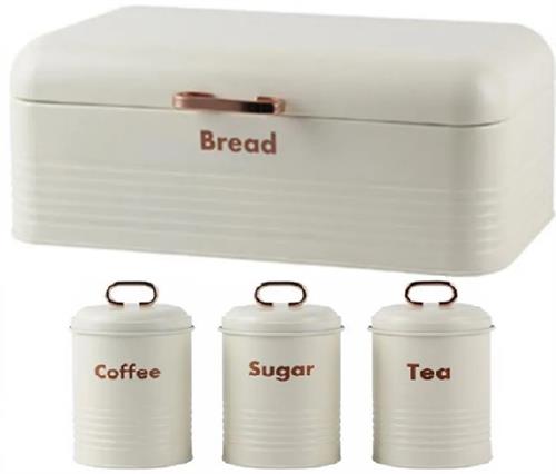 Totally 4‑Piece Breadbin & Canister Set White