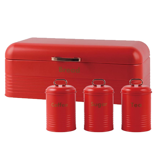 Totally 4‑Piece Breadbin & Canister Set Red