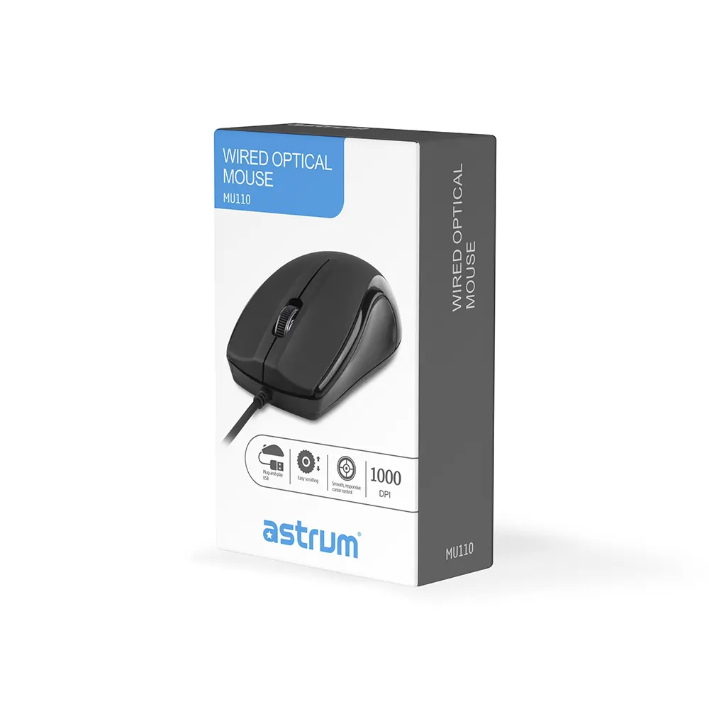 ASTRUM 3B USB Wired Large Optical Mouse Black | MU110