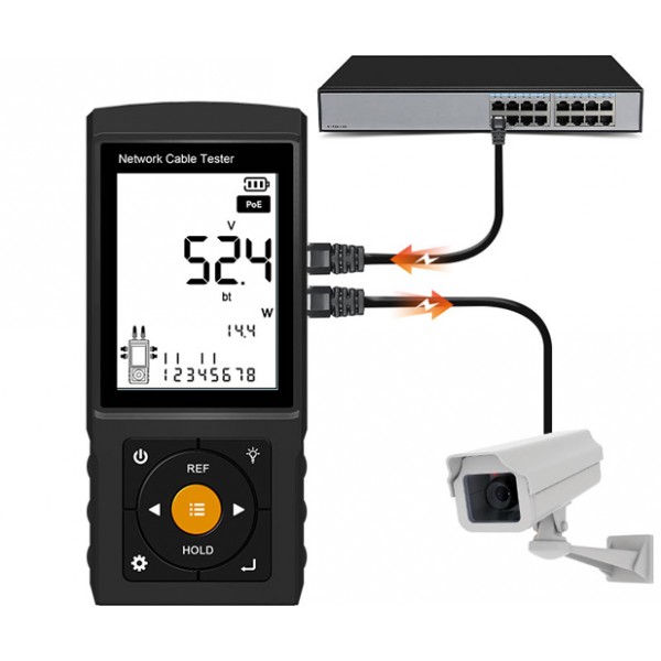 UltraLAN FIB-T-MPCT-OPM-VFL 6-in-1 Tester RJ45 PoE 90 W, -70 dBm OPM, 10 km VFL, 600 m