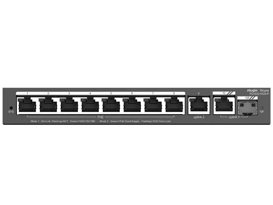 Reyee RG-ES210GS-P 10×1G 8×PoE+ 120W 1×SFP Smart Switch