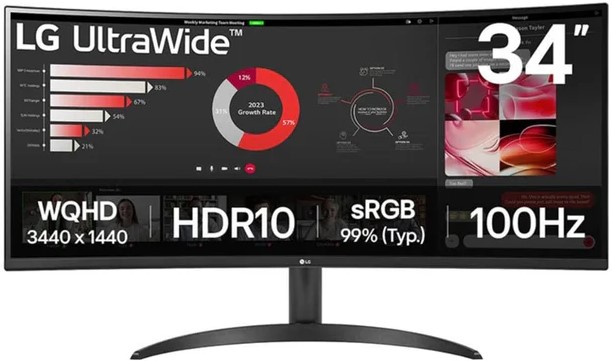 LG UltraWide 34 Inch 34WR50QK-B Curved Monitor | 34WR50QK-B
