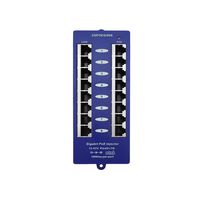 Scoop 8‑Port Gigabit PoE Injector 12-57V, No PSU 