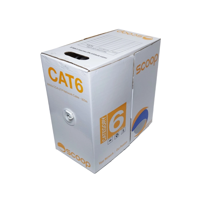 Scoop UTP‑6305CW 305m Cat6 CCA Cable White