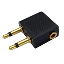 Astrum PA110 Aeroplane Flight Headphone Aux Adapter Dual Jack Male to 3.5mm Female, Gold Plated, Compact Travel Design