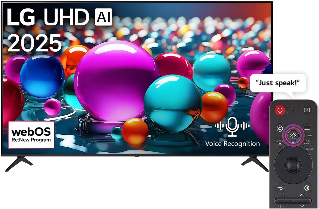 LG 65" UHD AI Smart TV 65UA85006LA, 4K HDR10 Pro, α7 Gen8 Processor, AI Magic Remote, webOS25, 2 Year Warranty