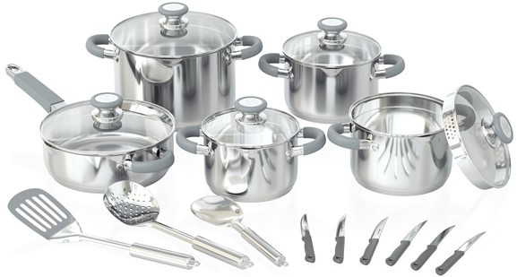 Bennett Read 19 Piece Supreme Strainer Cookware Set Stainless Steel, Tempered Glass Lids, Induction Compatible Product Code: KSC319