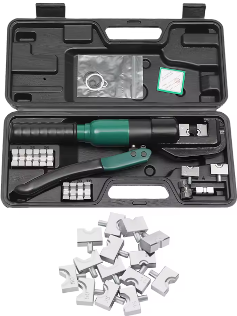 Solarix Hydraulic Crimper Tool Plier 6 Ton Force, 16 Moulds, Ergonomic Handle, Carry Case Product Code: SOLTYQK70GRN