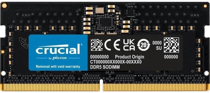Crucial 8GB DDR5 5600MHz SO-DIMM Laptop Memory Module ECC, CL46, High Speed Performance Product Code: CT8G56C46S5