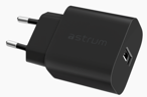 Astrum WATZ12A Wall Charger 12W USB-A Fast Charging, Compact Design Black SKU: ACHW12ABE