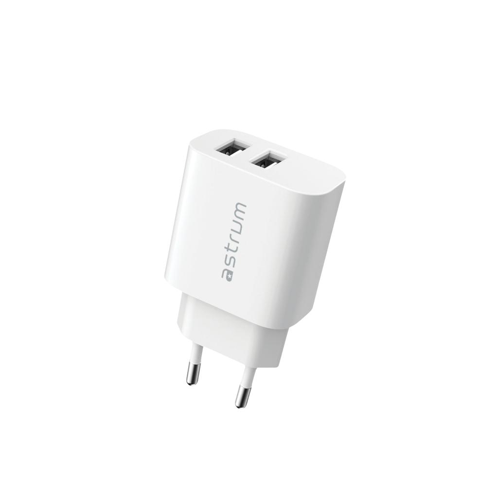 Astrum WATZ12D 12W Dual USB‑A Wall Charger White 24m
