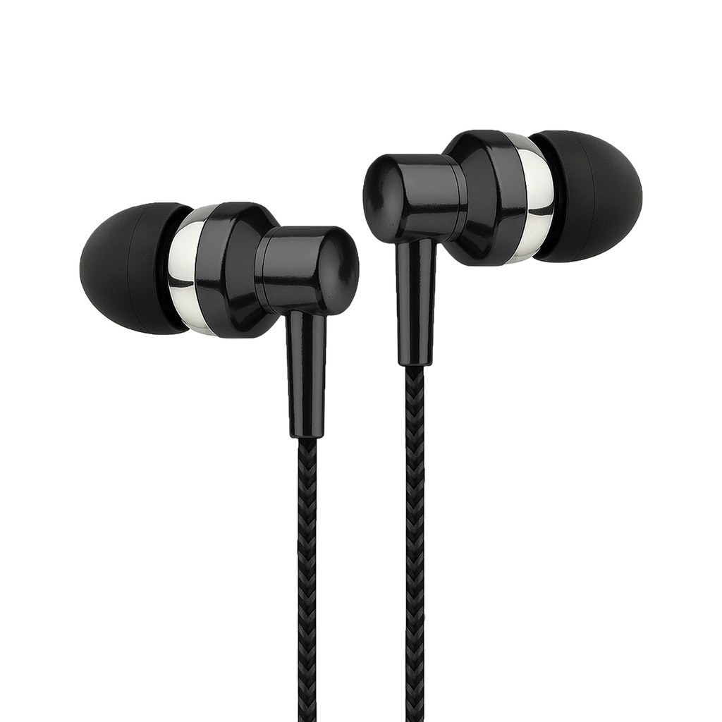 Astrum EB250 Wired Stereo Earphones 10mm Dynamic Driver, In-Line Mic, Electro Painted Finish, Noise Isolating Fit Black SKU: A11025-B
