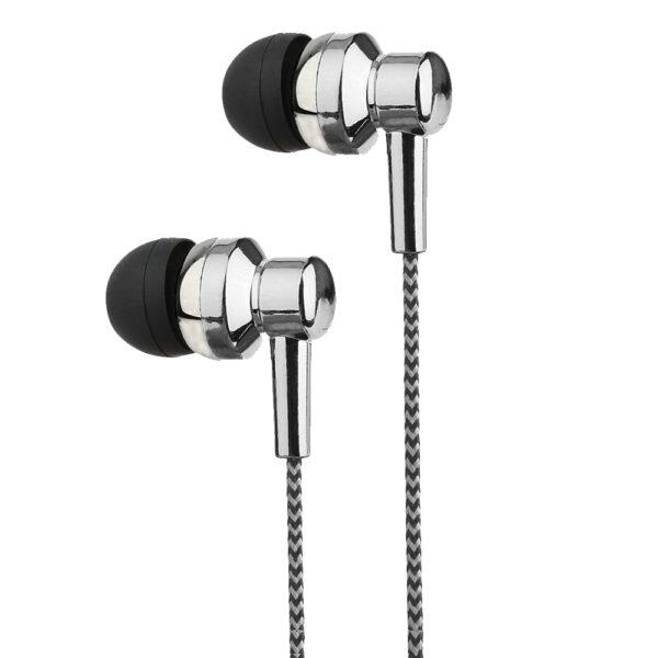 Astrum EB250 Wired Stereo Earphones 10mm Dynamic Driver, In Line Mic, Electro Painted Finish, Noise Isolating Fit Silver SKU: A11025-S