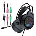 Astrum HG100 Wired Gaming Headset 50mm Drivers, Boom Mic, Dual 3.5mm AUX, USB LED Lighting, Adjustable Fit Black SKU: A12110-B