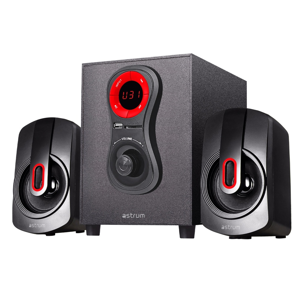 Astrum SM040 2.1CH Multimedia Speaker 20W RMS, Bluetooth, USB, TF Card, FM Radio, Remote Control Black SKU: A13004-B