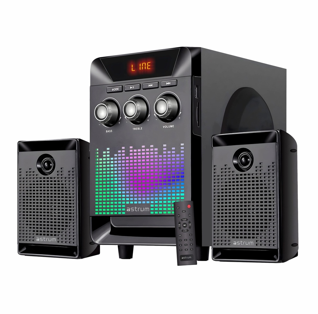 Astrum SM330 2.1CH Multimedia Speaker 35W RMS, Bluetooth 5.0, USB, TF Card, FM Radio, LED Display, Remote Control Black SKU: A13033-B