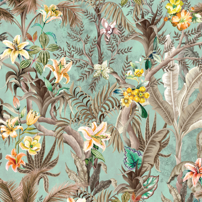 Silkhouse Borneo - Ecuador Toronto Botanical Dual-Purpose Fabric in Mint (280cm Wide)