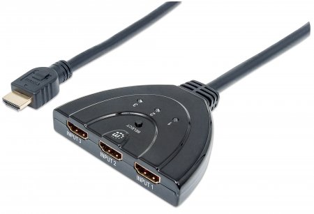 Manhattan 3 Port HDMI Switch HDMI 1.3, 1080p, 3D Video, Integrated Cable SKU: 207423