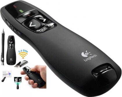 Logitech R400 Wireless Presenter Red Laser Pointer, 15m Range, USB Receiver SKU: 910-001356