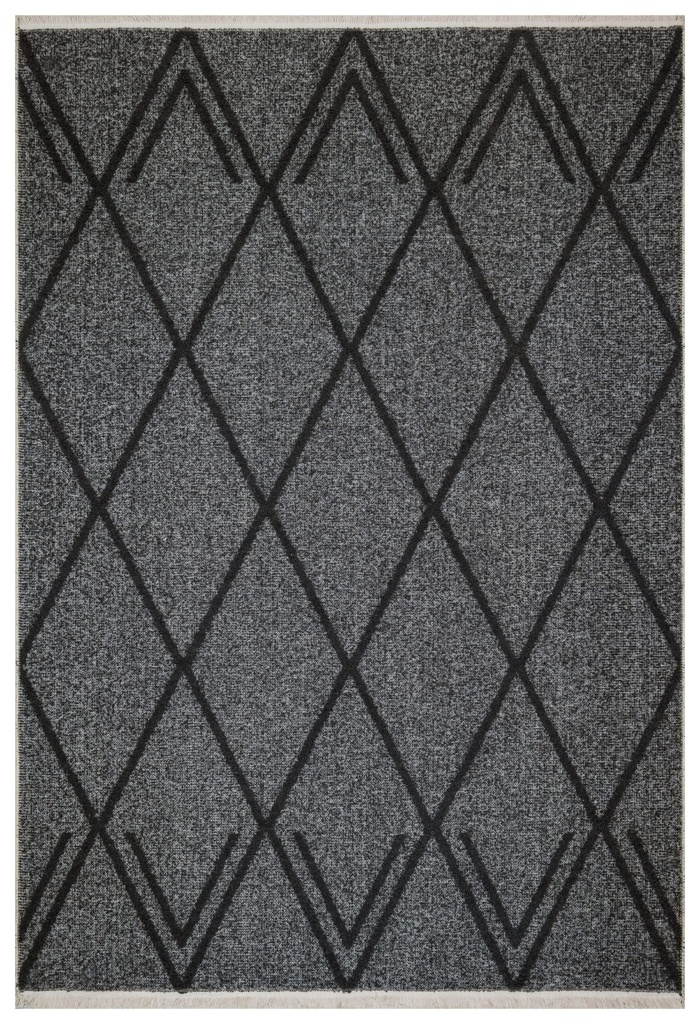 Crossland Anthracite Geometric Rug - Silkhouse 160×220 cm Low Pile