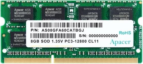 Apacer 8GB DDR3 Laptop RAM | 1600MHz, CL11, 204-Pin SO-DIMM, Lifetime Warranty