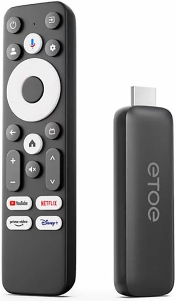 ETOE T2 | Google TV Stick, Android 12, 1080p60 AV1, Chromecast, Voice Control, Dual-Band Wi-Fi