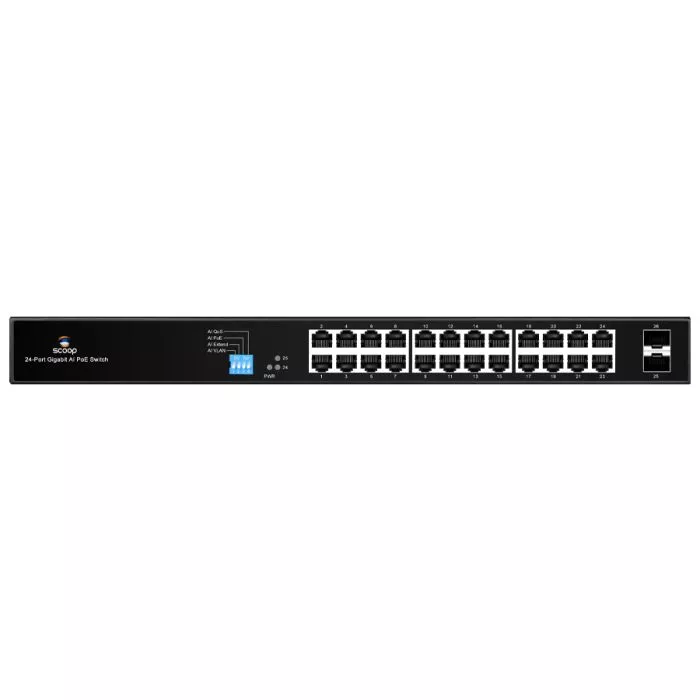 Scoop SPS‑24G2S 24‑Port Gigabit PoE Switch
