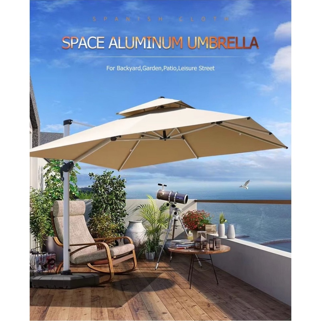 Space Aluminum Umbrella Outdoor Shade for Patio, Garden, Backyard