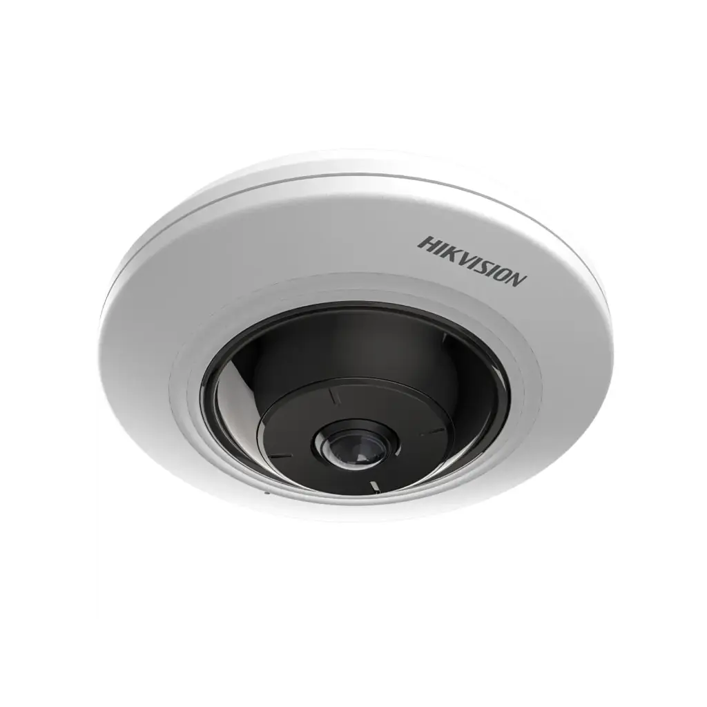 Hikvision 5 MP 180° Fisheye Dome 1.05 mm, 8 m IR, 120 dB WDR, 14 View Modes, PoE
