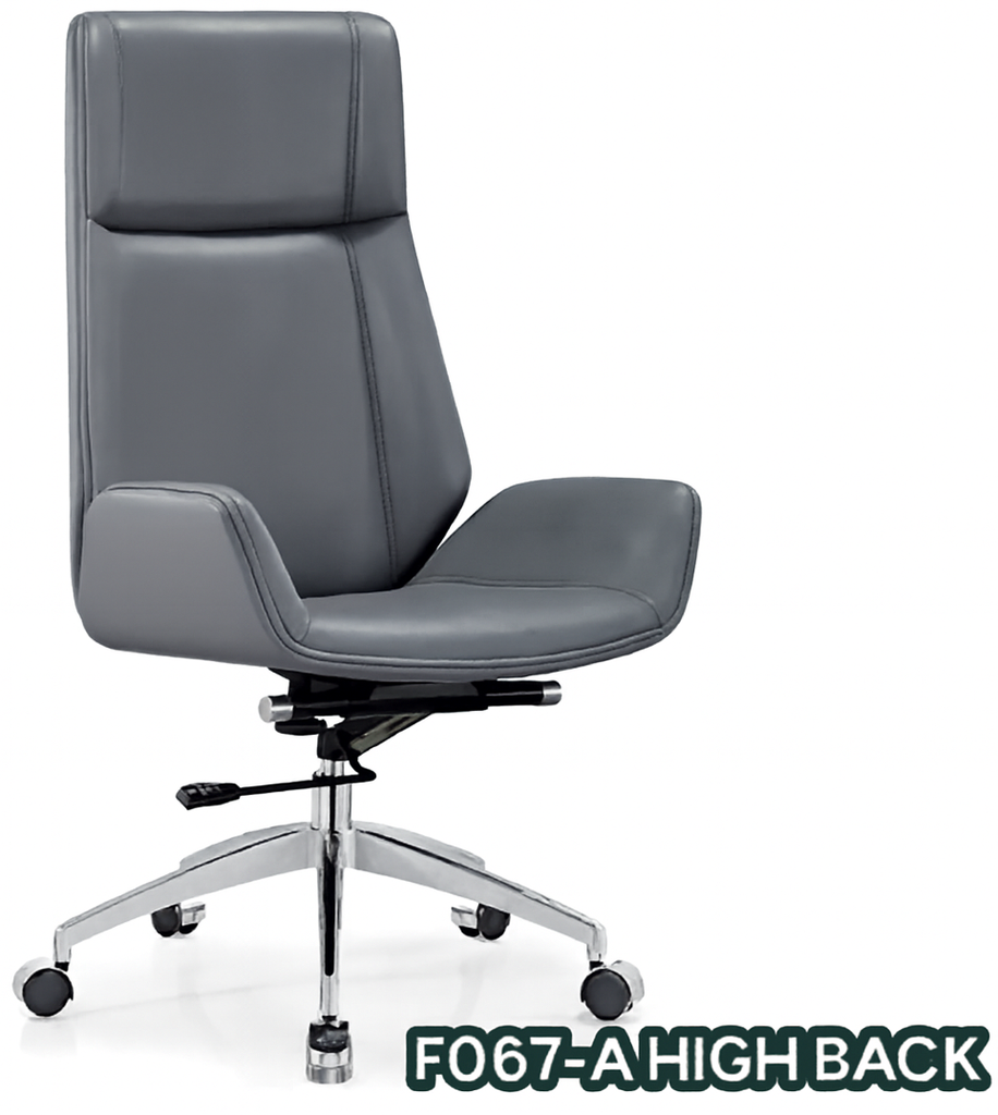 F067A Grey High Back Office Chair Ergonomic Executive Design