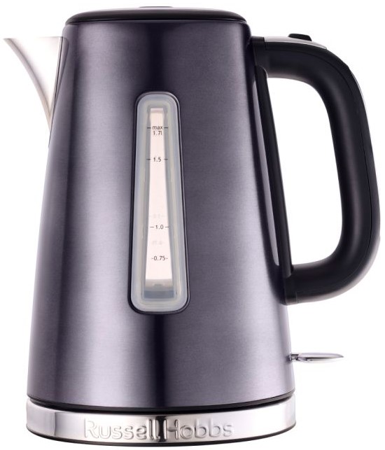 Russell Hobbs Luna Midnight 1.7 L Kettle 2400 W, Rapid Boil, Blue Light, 360° Base, 1 yr WR