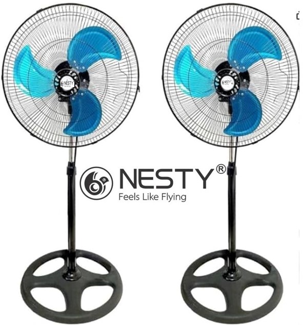 Nesty Twin 45cm Floor Fans - 2-Pack, High Velocity, 3-Speed