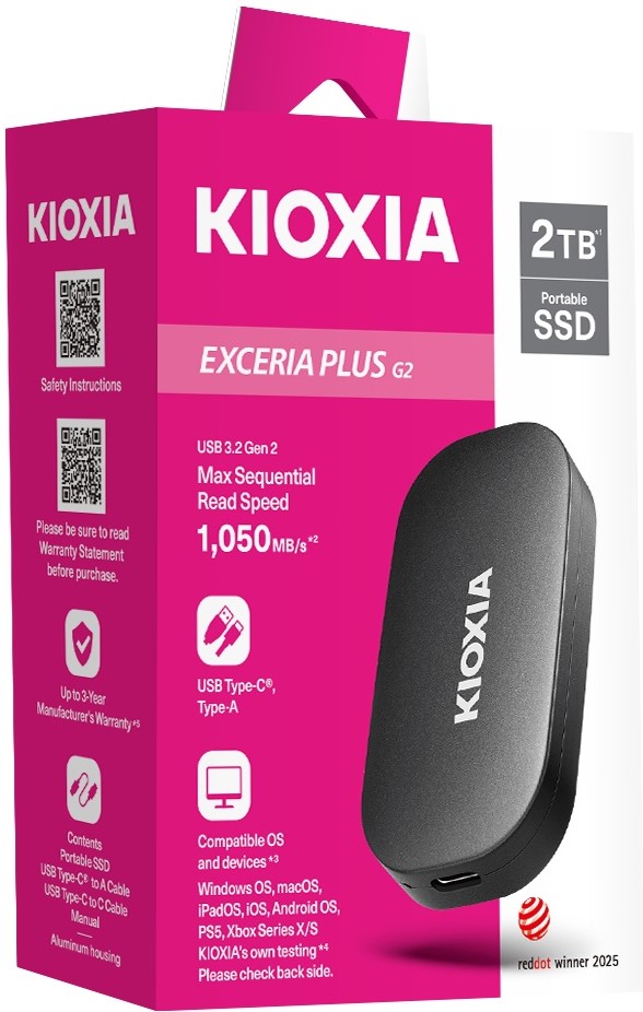 Kioxia Exceria Plus G2 2TB Portable SSD | 1050MB/s