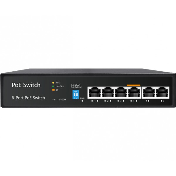 UltraLAN SF1006P PoE Switch | 6‑Port 100Mbps AI