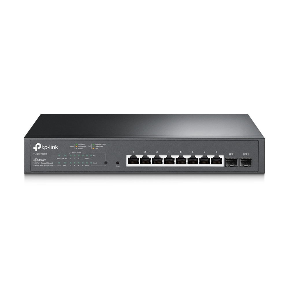 TP-Link TL-SG3210 10-Port Gigabit L2 Managed Switch - 8x 1GbE RJ45 + 2x 1G SFP, Rackmount, VLAN, QoS, 3-Year Warranty