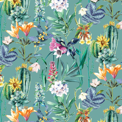 Silkhouse Arizona Sea Glass Botanical Fabric 280cm