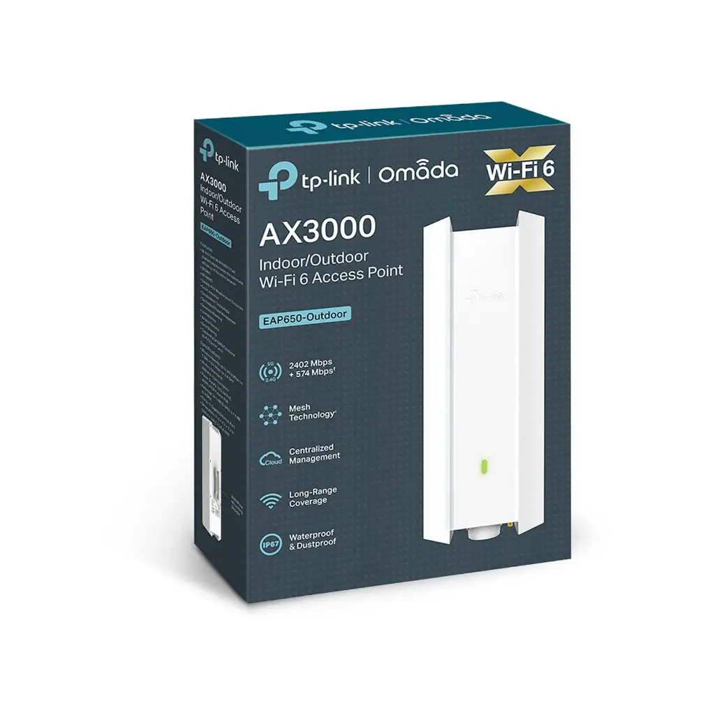 TP-Link EAP610-Outdoor AX1800 Wi-Fi 6 Access Point – IP66 Rated, Dual-Band, PoE+, Omada SDN