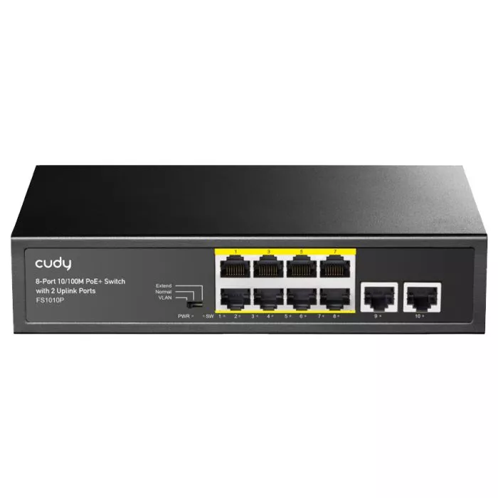 Cudy FS1010P 8‑Port PoE Fast Ethernet Switch + 2 Uplink (115W)