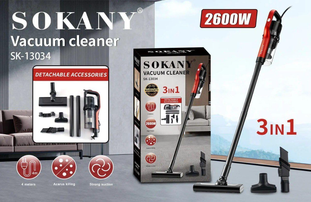 Sokany SK‑13034 2600W 3‑in‑1 Vacuum Cleaner