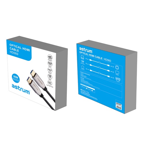 Astrum HD060 HDMI Fiber Optic Cable 60m, 4K Ultra HD @60Hz, HDMI V2.0, Gold Plated Connectors SKU: A31606-B