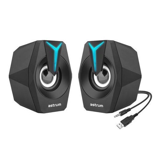 Astrum SU020 USB Multimedia Speakers 2.0CH, 2×3W RMS, LED Ambient Light, AUX/USB/FM/TF Support Black SKU: A13602-BL