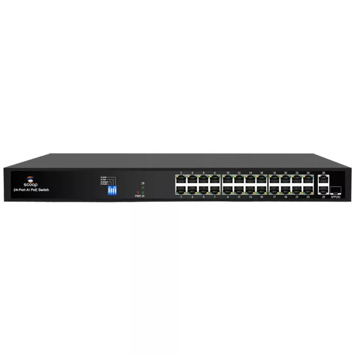 Scoop SPS‑24F2GS 24‑Port Fast Ethernet PoE Switch