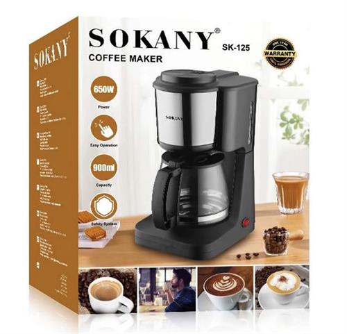 Sokany CSYSK125 900 ml Drip Coffee Maker – 9-Cup Glass Carafe, 650 W, Auto Shut-Off, Black/Silver