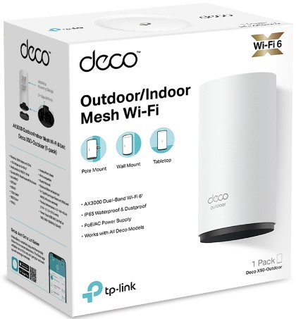 TP-Link Deco X50-Outdoor AX3000 Wi-Fi 6 Mesh System – IP65 Waterproof, PoE Support, 3.0 Gbps Speed, HomeShield Security