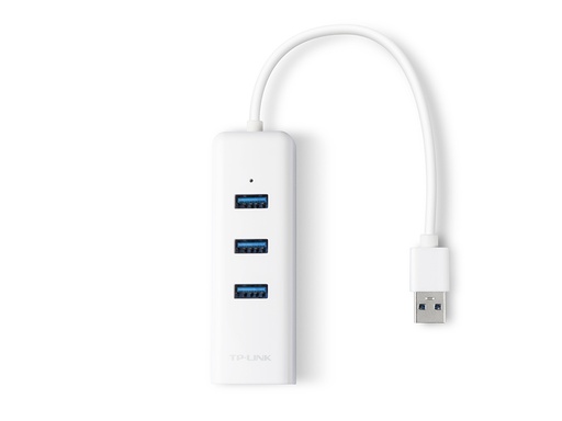 TP-Link UE330 USB 3.0 3-Port Hub & Gigabit Ethernet Adapter – Compact, Plug-and-Play