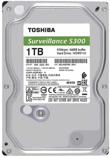 Toshiba S300 Pro 1TB Surveillance HDD (HDKPJ42ZRA02S) – 7200RPM 3.5" SATA