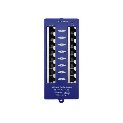 Scoop 8‑Port Gigabit PoE Injector 12-57V, No PSU 
