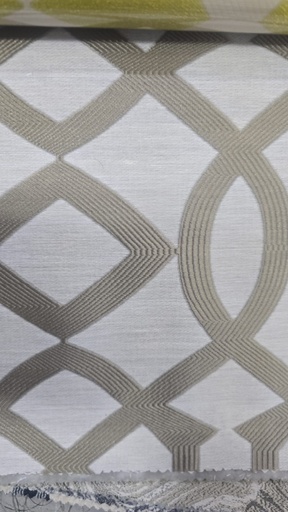 River Fabric Dimitri Sand Embossed Geometric 100% Polyester Curtain Fabric – 280 cm Wide, 165 GSM
