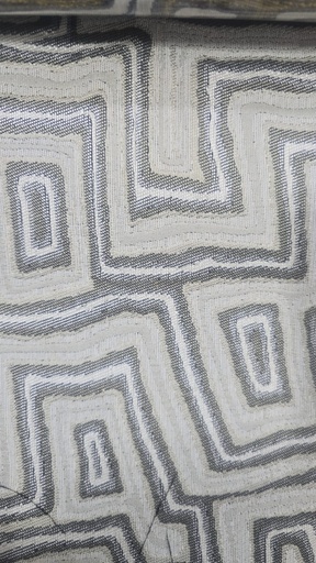 River Fabric Escapade Cream Labyrinth Geometric 95% Polyester / 5% Linen Curtain Fabric – 280 cm Wide, 290 GSM